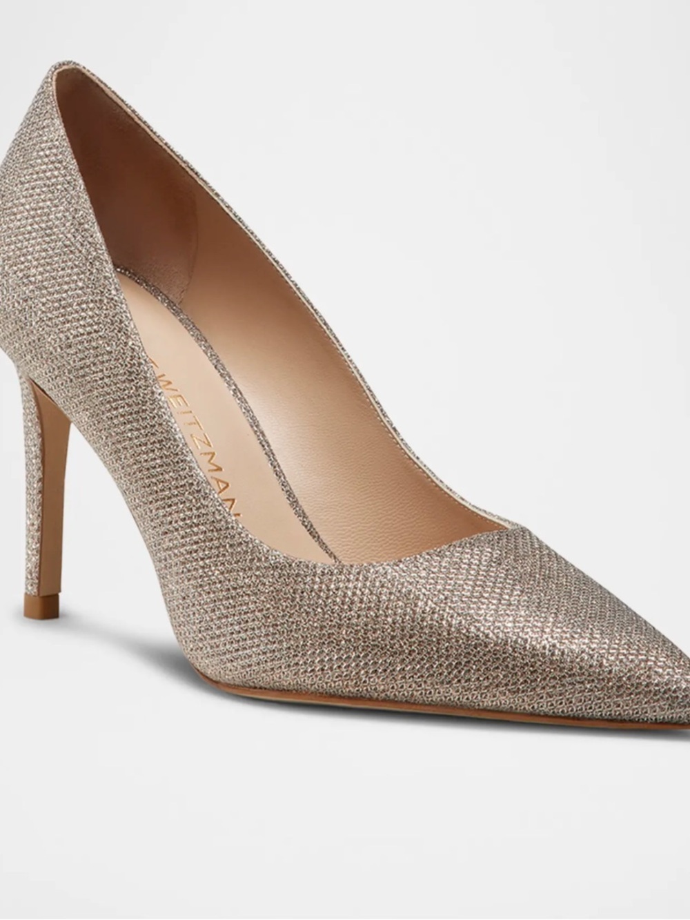 Stuart Weitzman Metallic Champagne Pointed-Toe Pumps